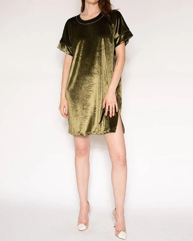 Huge Discounts flowy dressVelvet Dress In Dark Green