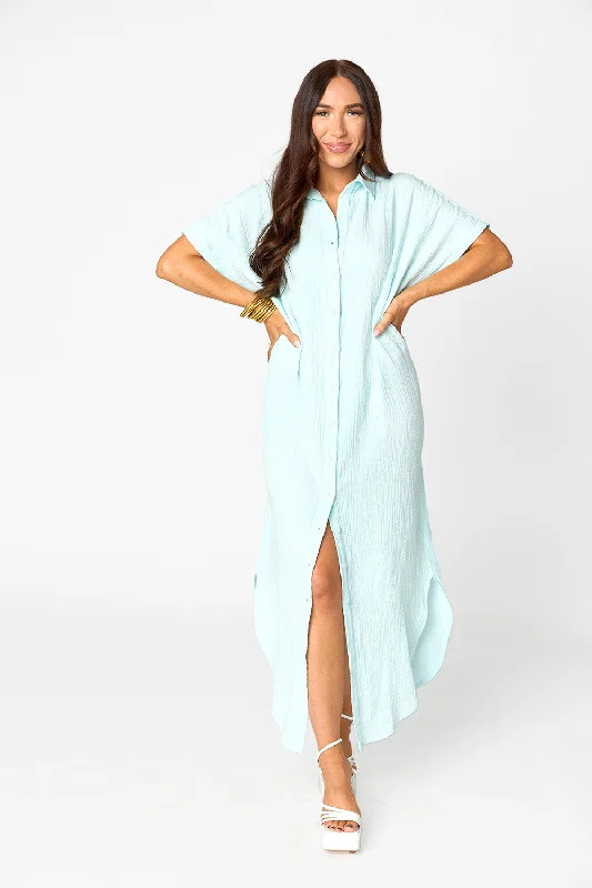 Can't Be Beat denim dressCarmen Cover Up Caftan Maxi Dress - Aqua