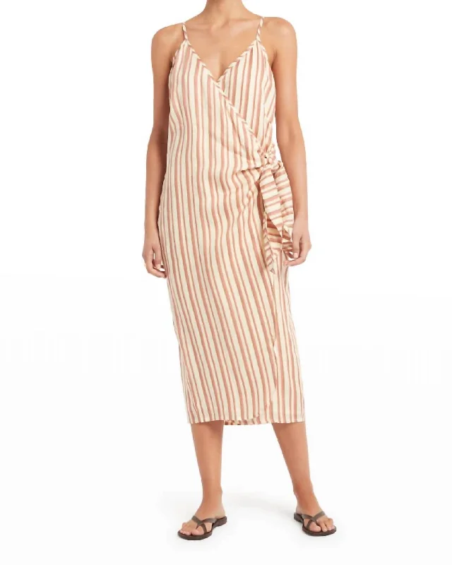 Price Reduction cocktail party dressCamaya Wrap Dress In Playa Rosa Stripe