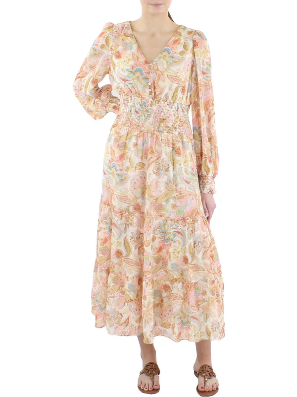 Womens Chiffon Printed Midi Dress