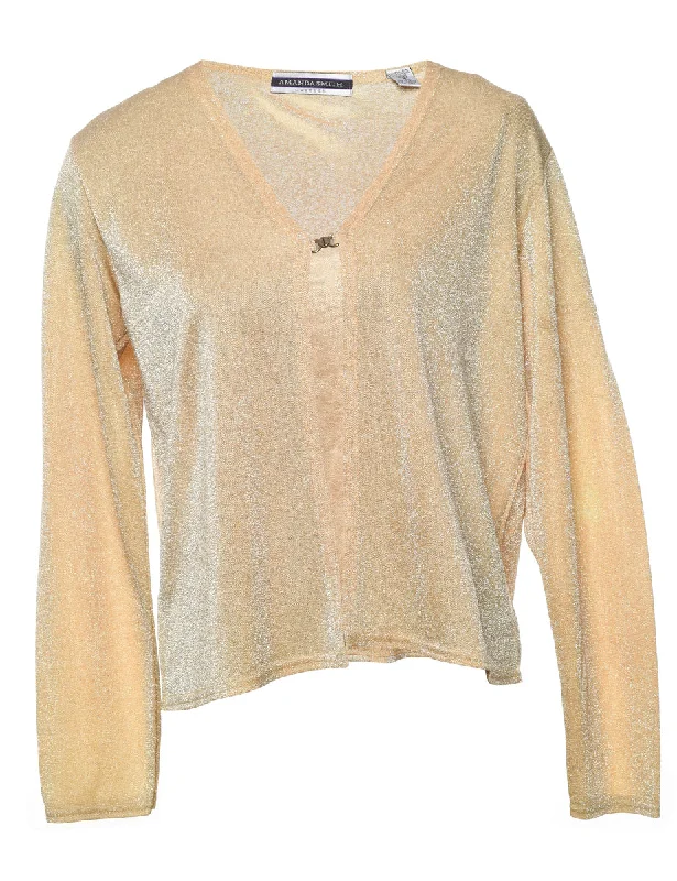 Discount Days cozy coatGold Sparkly Metallic Evening Jacket - M