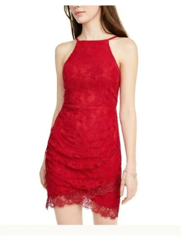 Best Seller SPEECHLESS Womens Lace Floral Sleeveless Halter Short Party Sheath Dress Best Seller SPEECHLESS Womens Lace Floral Sleeveless Halter Short Party Sheath Dress