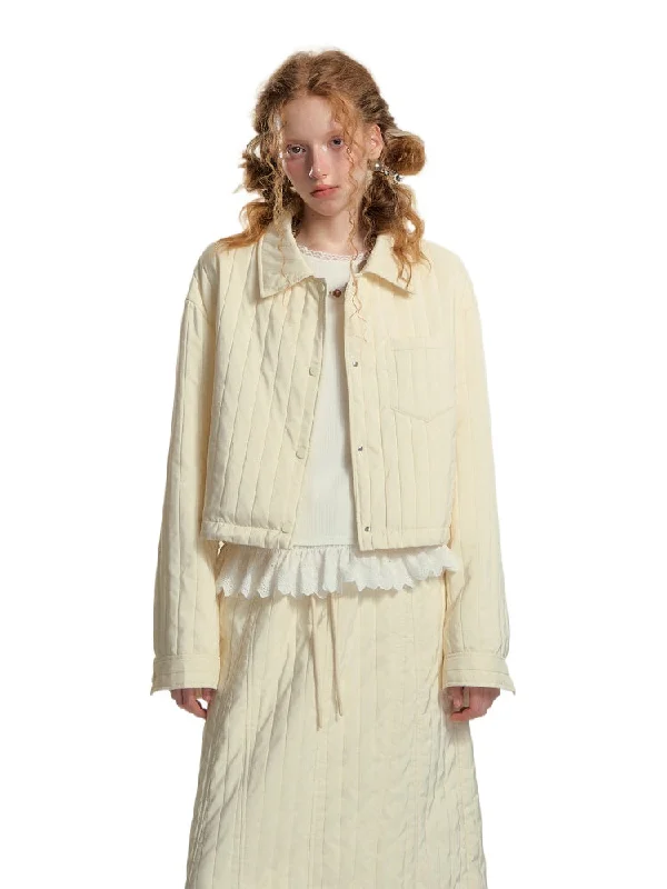 Special Savings functional coatPuff Quilted Cotton Shirt Jacket & Skirt Set