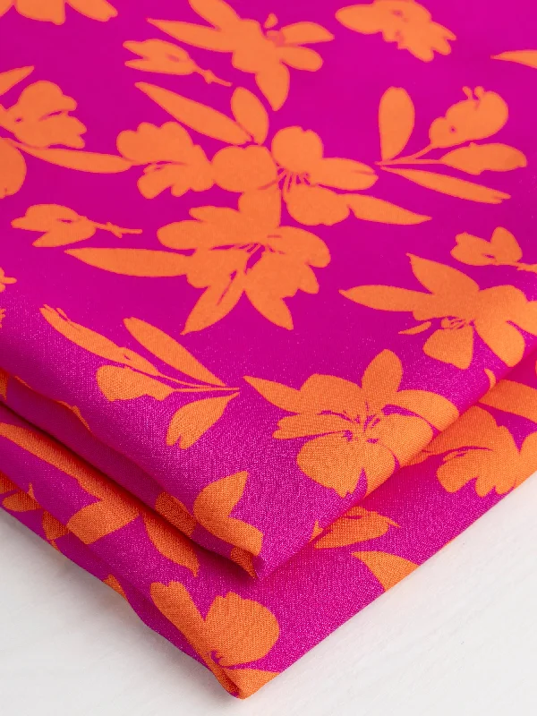 Vibrant Floral Print Viscose - Magenta + Orange