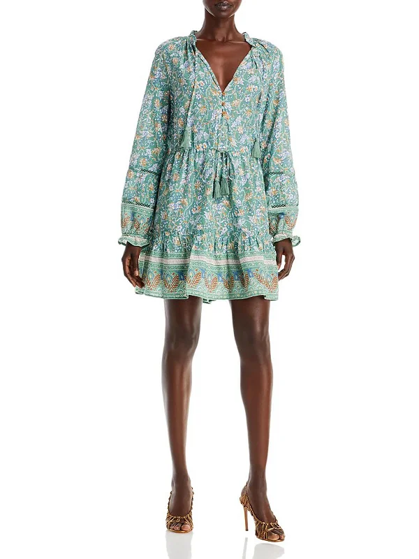Year-End Clearance oversized dressDanica Womens Printed Tie Neck Fit & Flare Dress