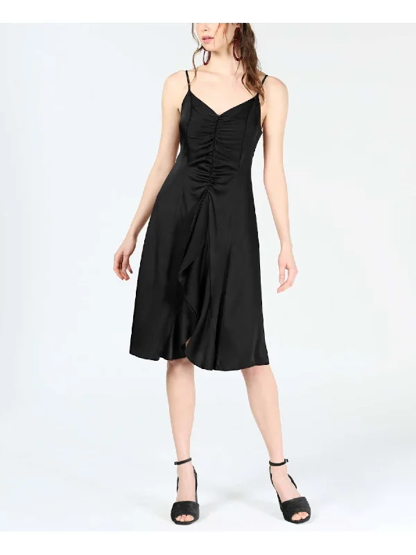 Clearance Sale BAR III Womens Spaghetti Strap V Neck Knee Length Fit + Flare Dress