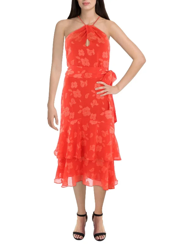 Savings Galore satin midi dressWomens Belted Long Maxi Dress