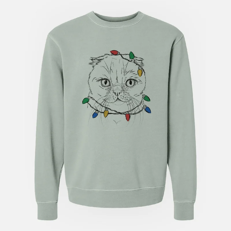 Final Clearance breathable workout hoodieChristmas Lights Lina the Exotic Fold Cat - Unisex Pigment Dyed Crew Sweatshirt Final Clearance breathable workout hoodieChristmas Lights Lina the Exotic Fold Cat - Unisex Pigment Dyed Crew Sweatshirt