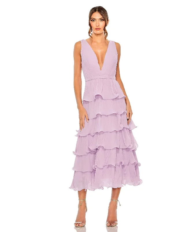Extra Savings winter dressMac Duggal 49671 Layered Ruffle Formal Midi Dress