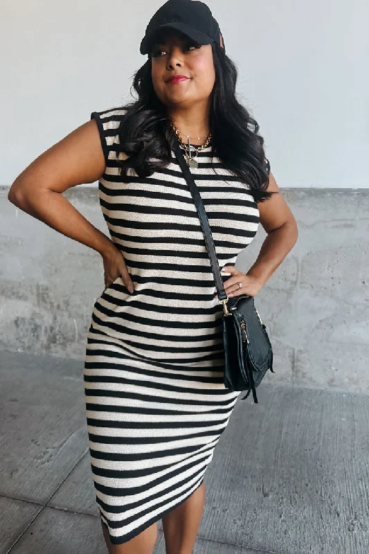 Midnight Sale Brynn Striped Midi Dress