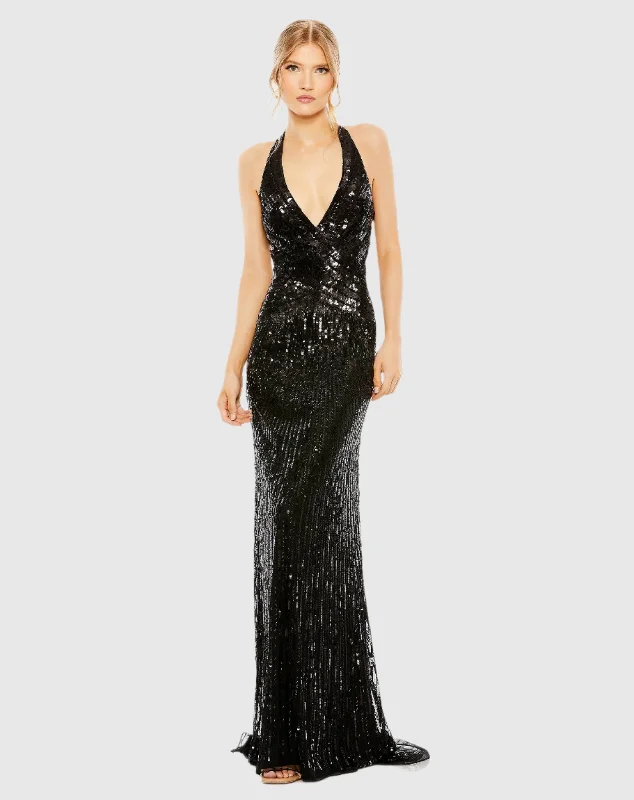 Sleeveless Faux Wrap Sequin Embellished Cut Out Back