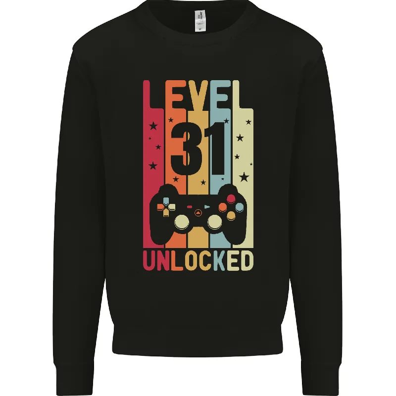 Deal Frenzy smooth fit athletic sweatshirt31st Birthday 31 Year Old Level Up Gamer Men's Sweatshirt Jumper Deal Frenzy smooth fit athletic sweatshirt31st Birthday 31 Year Old Level Up Gamer Men's Sweatshirt Jumper