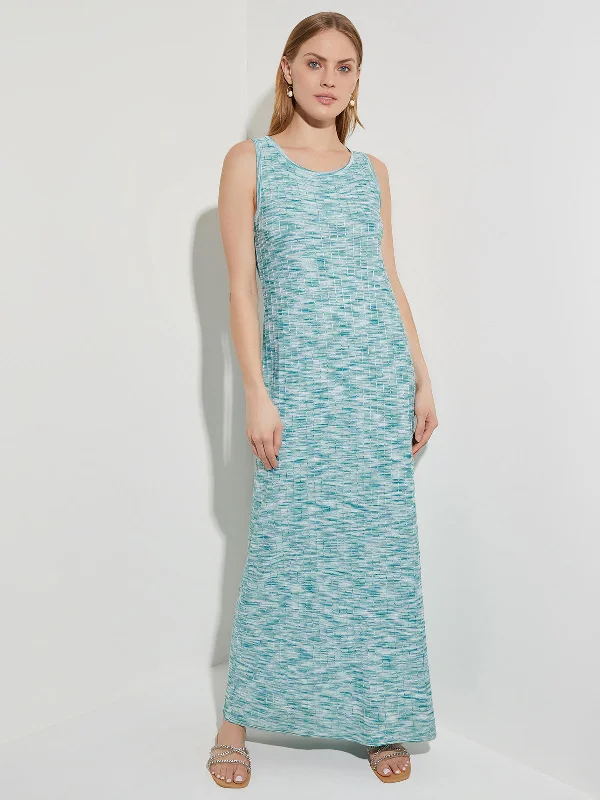 Lightweight Tweed Knit Sleeveless Maxi Dress