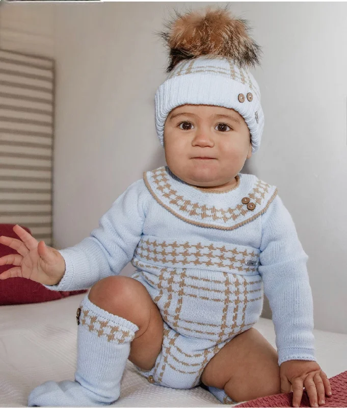 Crazy Deals flowy evening dressBoys Baby Blue and Camel Romper