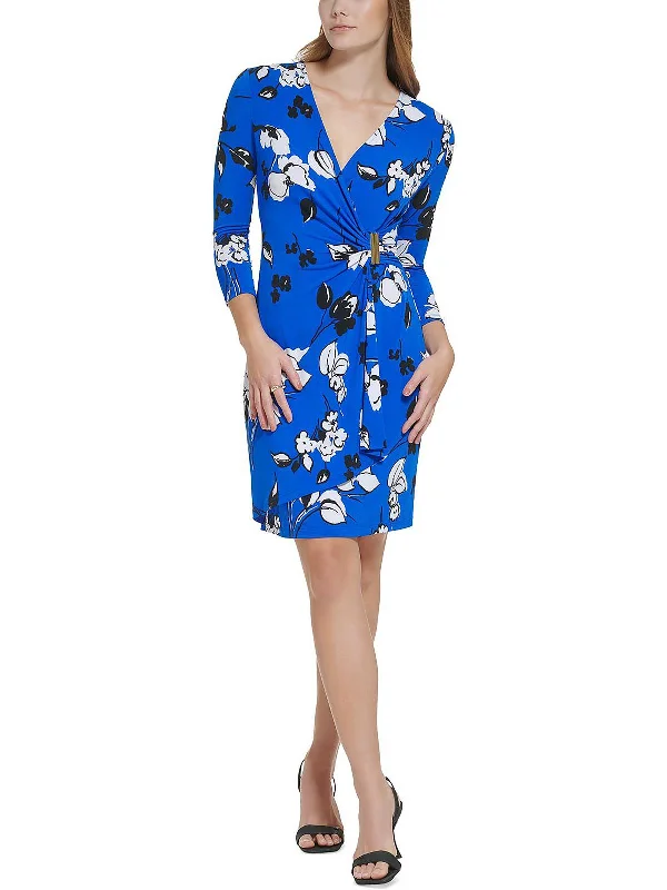 Price Rollback elegant maxi dressWomens Floral Faux Wrap Mini Dress