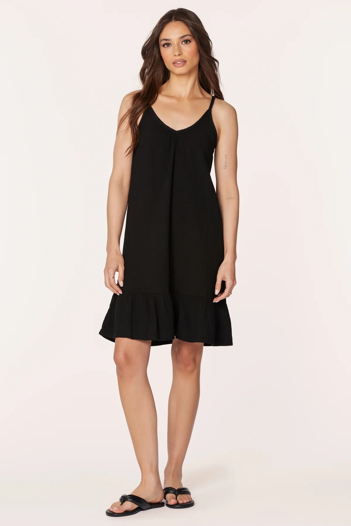 Early Access pleated dressV-NECK SHORT CAMI RUFFLE DRESS