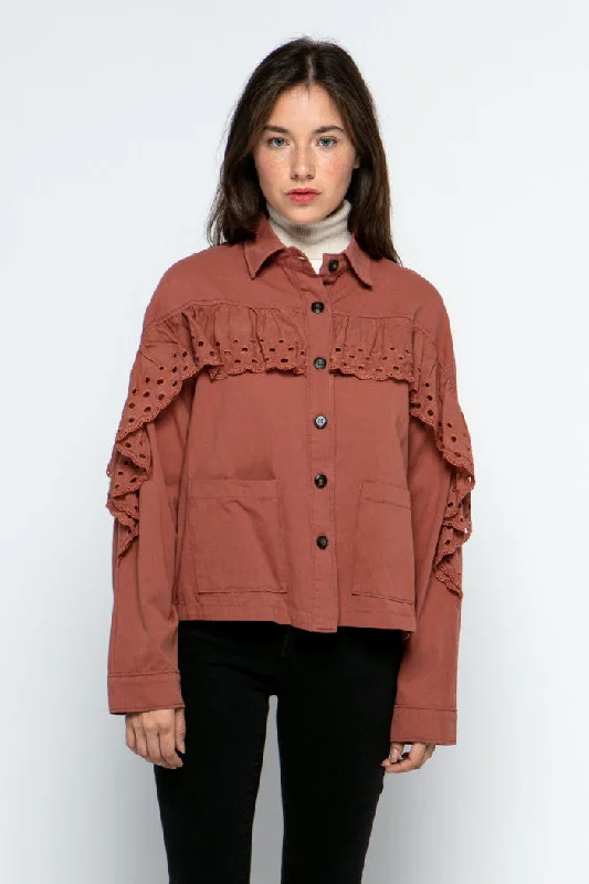 Holiday Sale tailored blazer coatCLAY EYELET BUTTON -UP JACKET MJK8722