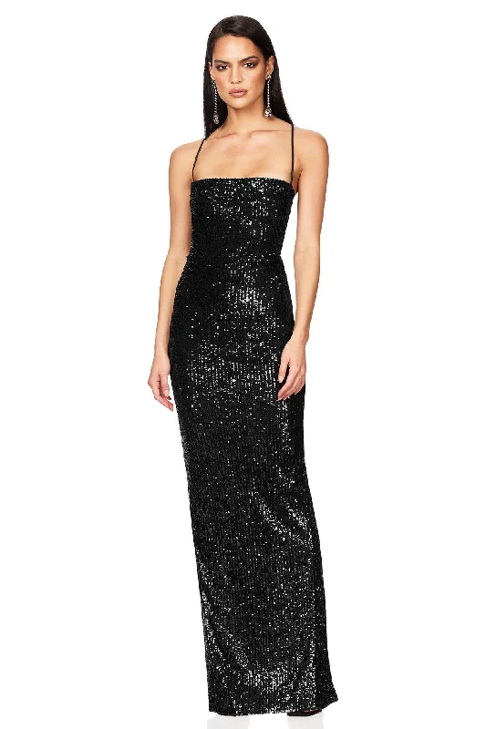 Nookie Lumina Lace Back Gown - Black