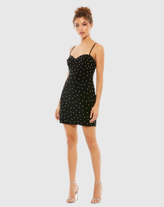 Sleeveless Pearl Encrusted Sweetheart Mini Dress - FINAL SALE