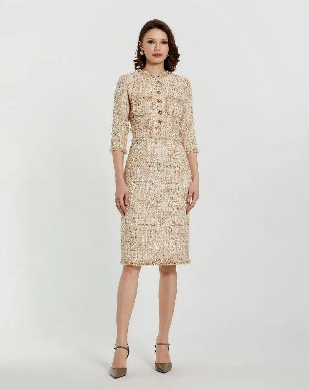 Price Cut floral midi dressMac Duggal 20809 Knee Length Beaded Cocktail Dress