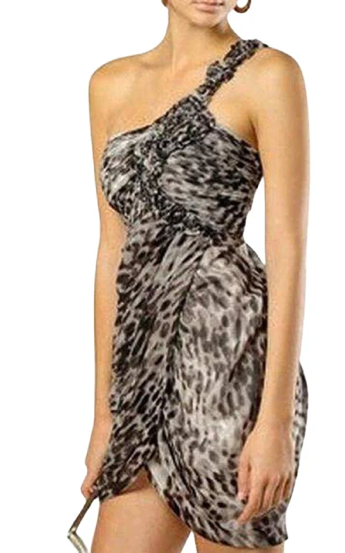 Buy More, Save More relaxed fit dressOne shoulder Animal Print Silk Dress