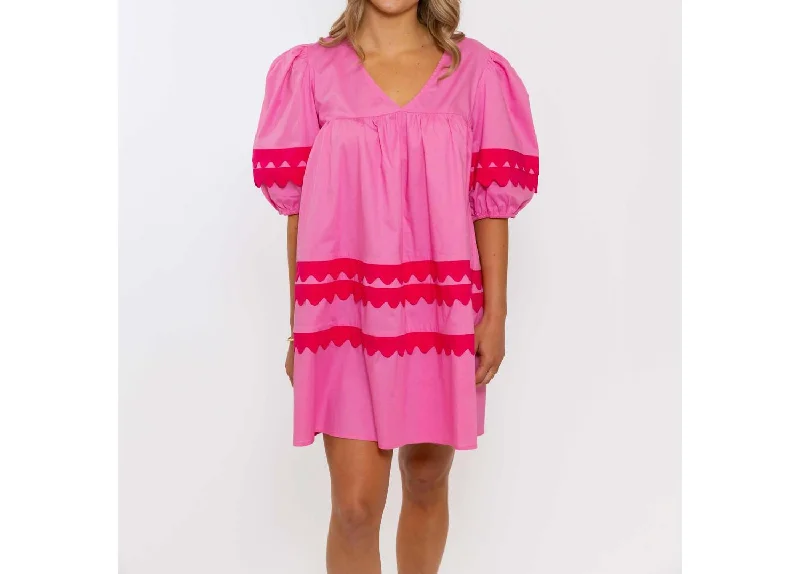 Mega Sale fitted bodycon dressScallop Dress In Hot Pink