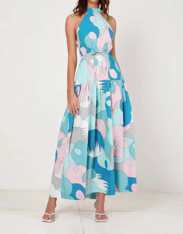 Limited Availability mini dressHighneck Cross Back Midi Dress In Palm Springs