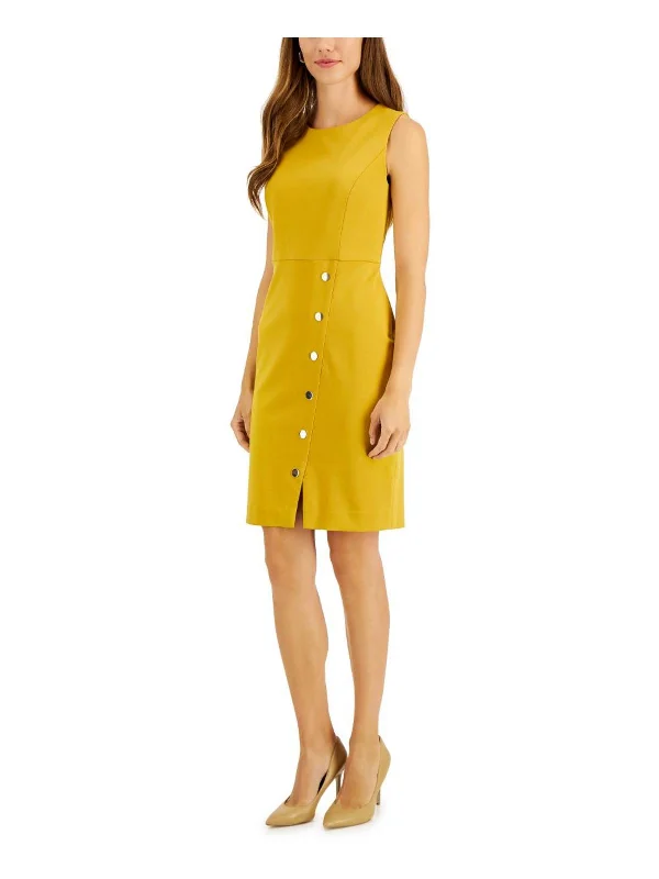 Factory Direct Sale silk dressWomens Faux Snap Knee-Length Sheath Dress