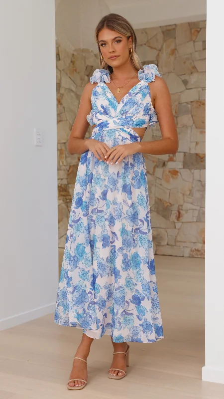 Closeout Galilhai Maxi Dress - Blue Floral