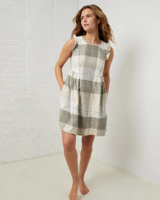 Big Discounts v-neck dressUPWEST_Easy Flutter-Sleeve Flannel Dress