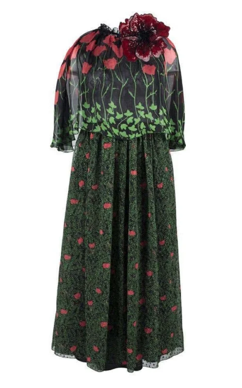 Buy More, Save More elegant maxi dressPrinted Fil Coupe Cape Dress