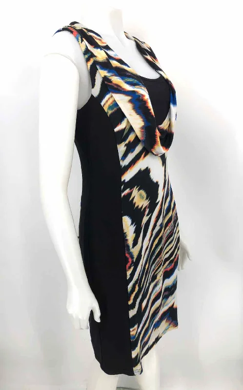 JOSEPH RIBKOFF Black White Multi Print Sleeveless Size 12  (L) Dress