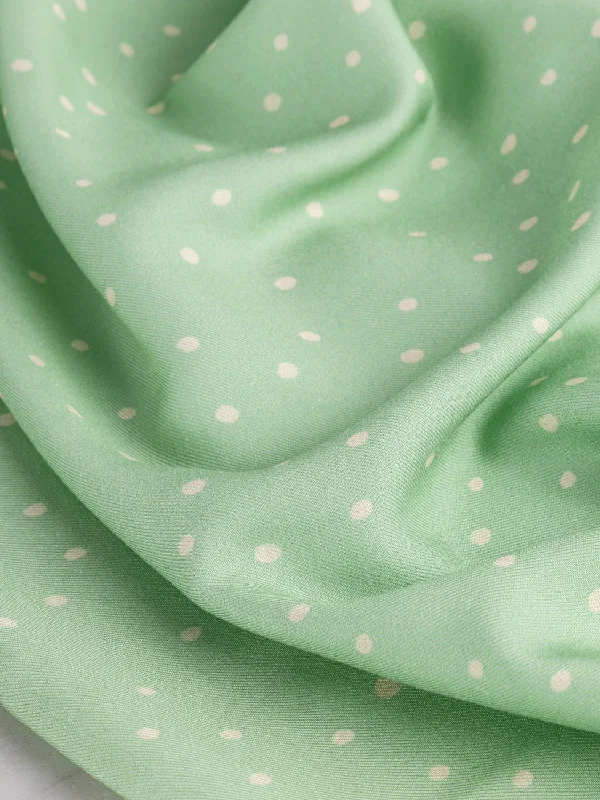 Small Polkadot Viscose Twill - Mint + Cream