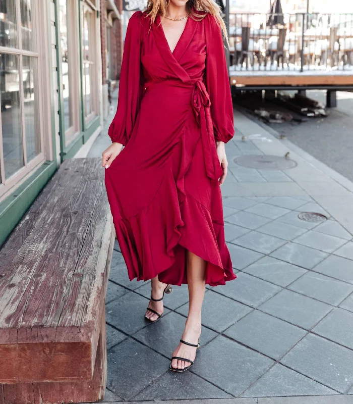 Referral Discount lace dressDancing Queen Wrap Dress In Wine