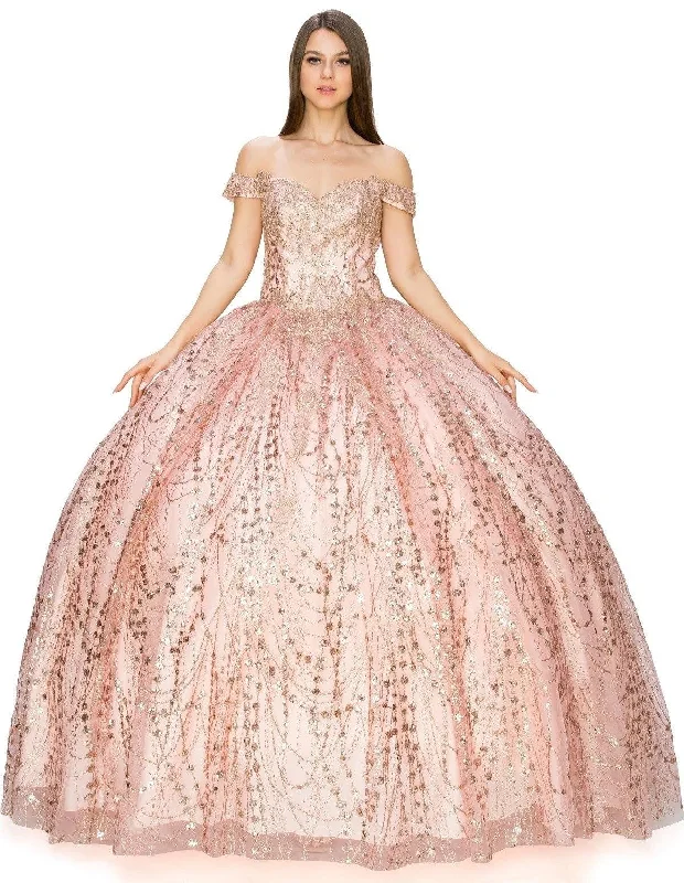 Don't Wait printed dressLong Ball Gown Off Shoulder Glitter Quinceanera Dress