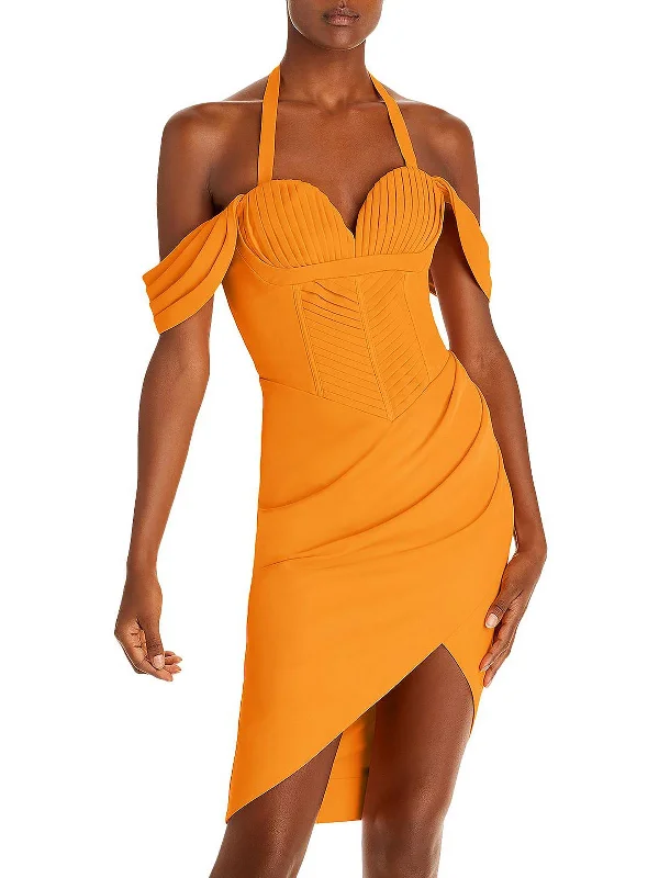 Year-End Sale chic slip dressWomens Pleated Off-The-Shoulder Sheath Dress