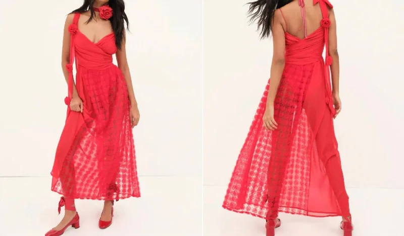 Price Cut lace dressHannah Maxi Dress In Red Floral