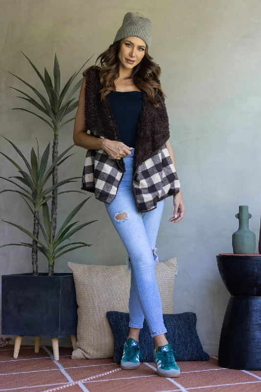 Overstock outdoor coatBROWN PALID SOFT FUR POCKET VESTM5200