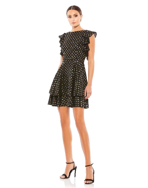 Price Meltdown satin dressMetallic Flutter Sleeve Polkadot Dress