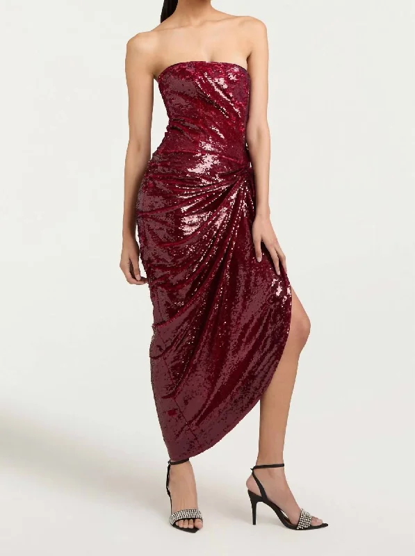 Closeout satin midi dressShea Dress In Oxblood