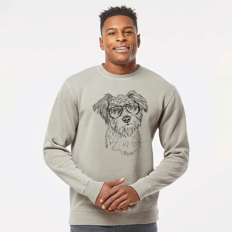 Mega Deal loose fit sports sweatshirtAviator Birdee the Schnauzer Mix - Unisex Pigment Dyed Crew Sweatshirt Mega Deal loose fit sports sweatshirtAviator Birdee the Schnauzer Mix - Unisex Pigment Dyed Crew Sweatshirt