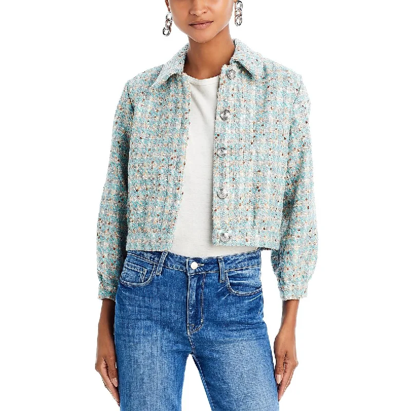 Midnight Madness fashion coat with hoodBridges Womens Tweed Metallic Shirt Jacket