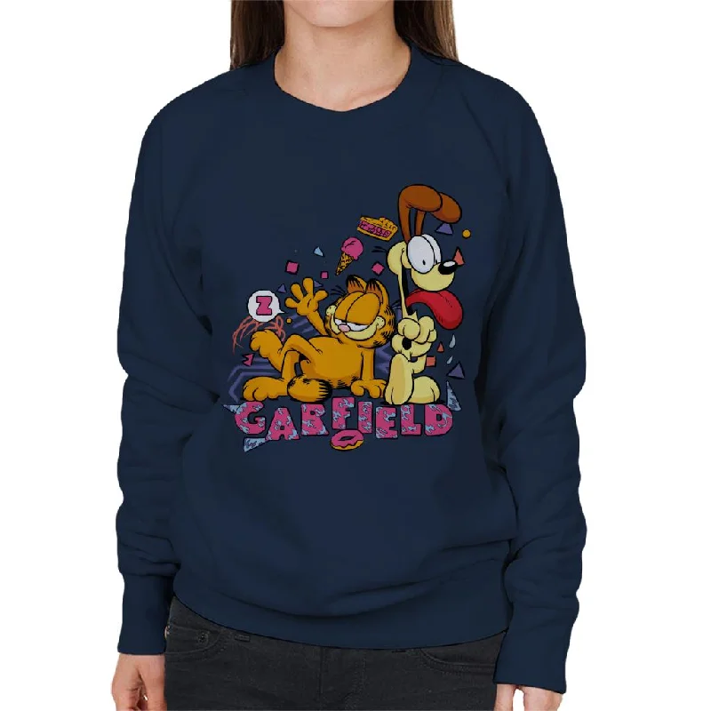 Garfield And Odie Retro 90s Snack Art Women's Sweatshirt