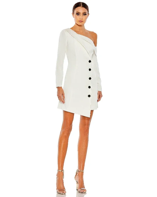 New Deals silk dressMac Duggal 26734 Short One Shoulder Tuxedo Dress