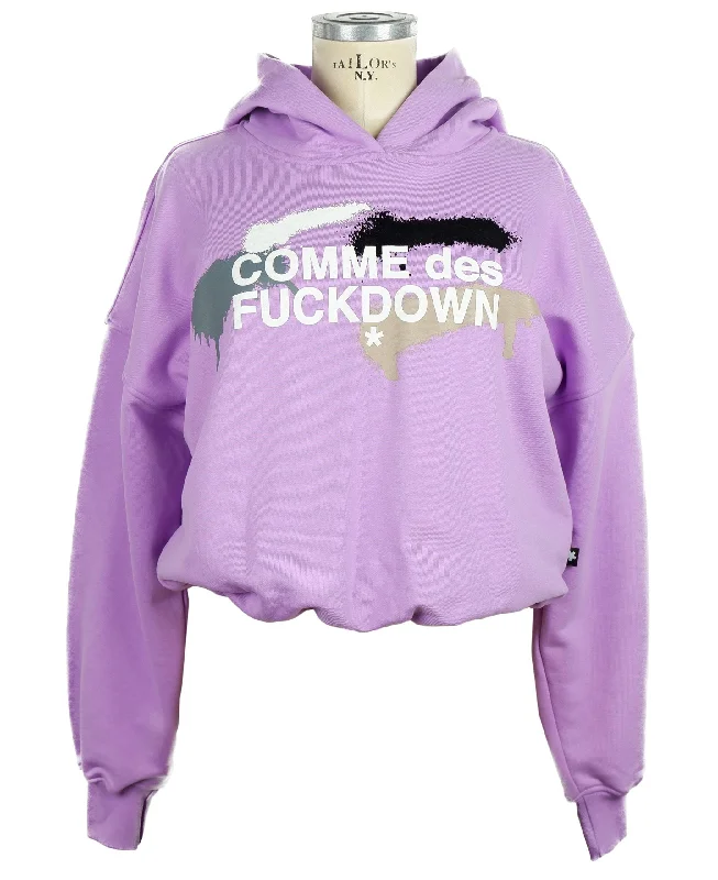 Chic Purple Hooded Sweatshirt With Logo Print