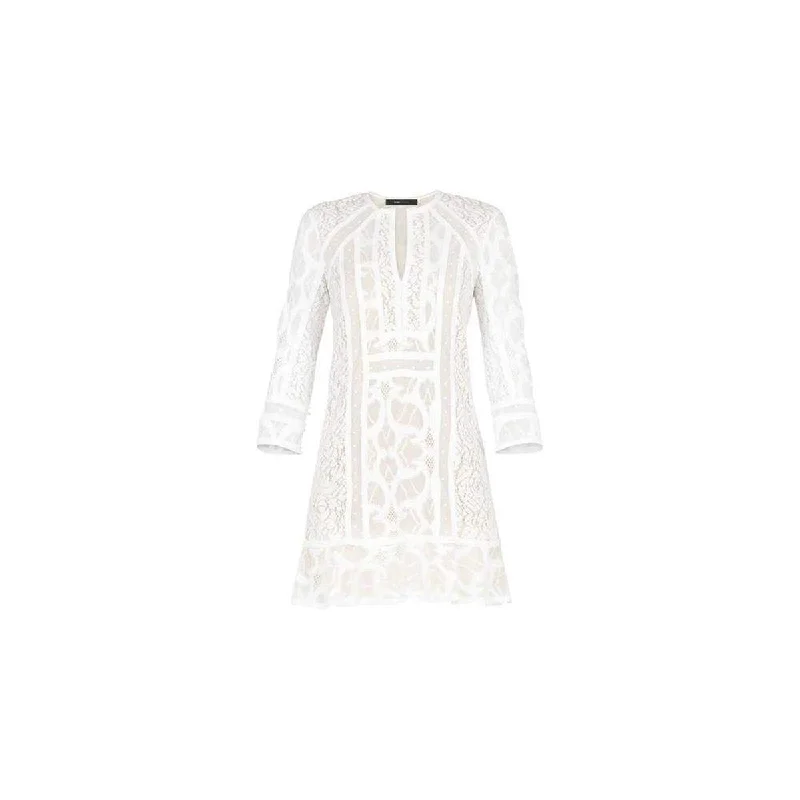 Price Drop Alert vintage dressSofee Lace-Blocked Flounce Tunic Dress