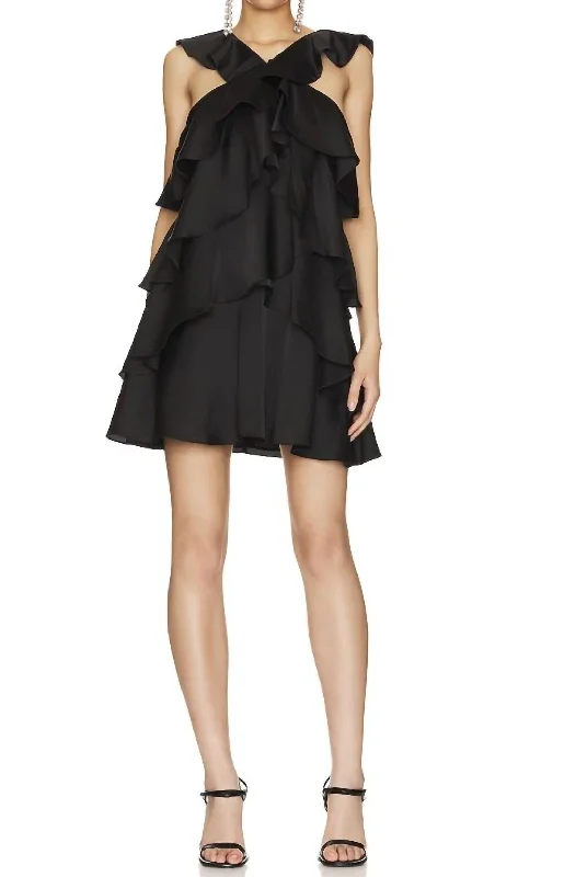 Limited Time Discount off-the-shoulder dressLexi Satin Mini Dress In Black