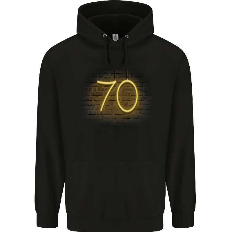 Super Bargain high-quality hoodie70th Birthday Neon Lights 70 Year Old Mens 80% Cotton Hoodie Super Bargain high-quality hoodie70th Birthday Neon Lights 70 Year Old Mens 80% Cotton Hoodie
