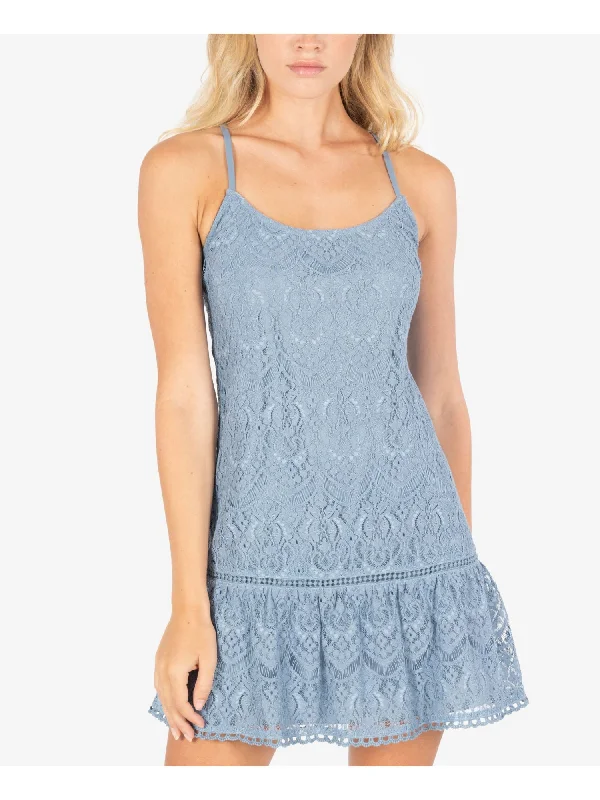 Price Reduction SPEECHLESS Womens Lace Spaghetti Strap Scoop Neck Mini Cocktail Fit + Flare Dress