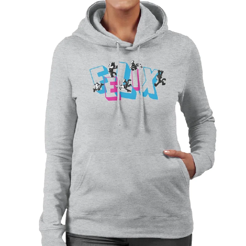 Discount Mania sleek hoodieFelix The Cat Logo Montage Women's Hooded Sweatshirt